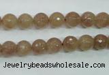 CBQ212 15.5 inches 8mm faceted round strawberry quartz beads