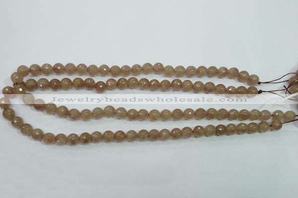 CBQ212 15.5 inches 8mm faceted round strawberry quartz beads