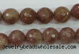 CBQ214 15.5 inches 12mm faceted round strawberry quartz beads