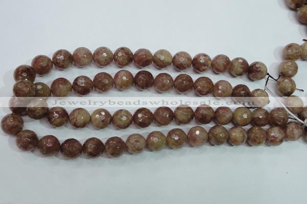 CBQ215 15.5 inches 14mm faceted round strawberry quartz beads