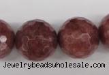 CBQ218 15.5 inches 20mm faceted round strawberry quartz beads