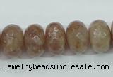 CBQ224 15.5 inches 10*16mm faceted rondelle strawberry quartz beads