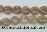 CBQ235 15.5 inches 10mm flat round strawberry quartz beads