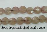 CBQ240 15.5 inches 8mm faceted coin strawberry quartz beads