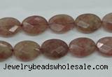 CBQ252 15.5 inches 10*14mm faceted oval strawberry quartz beads