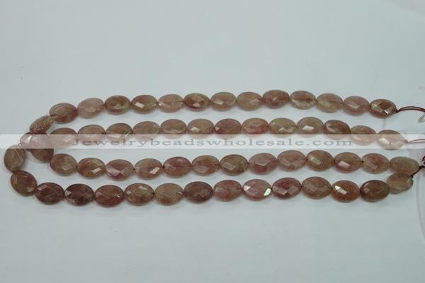 CBQ252 15.5 inches 10*14mm faceted oval strawberry quartz beads