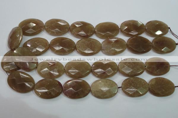 CBQ255 15.5 inches 22*30mm faceted oval strawberry quartz beads