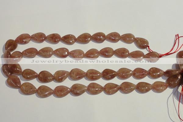 CBQ26 15.5 inches 12*16mm flat teardrop strawberry quartz beads