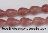 CBQ269 15.5 inches 10*15mm faceted teardrop strawberry quartz beads