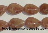 CBQ27 15.5 inches 13*18mm flat teardrop strawberry quartz beads