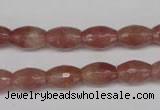 CBQ270 15.5 inches 8*12mm faceted rice strawberry quartz beads