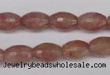 CBQ271 15.5 inches 10*14mm faceted rice strawberry quartz beads