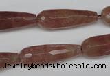 CBQ275 15.5 inches 10*30mm faceted teardrop strawberry quartz beads