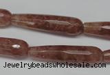 CBQ276 15.5 inches 10*40mm faceted teardrop strawberry quartz beads