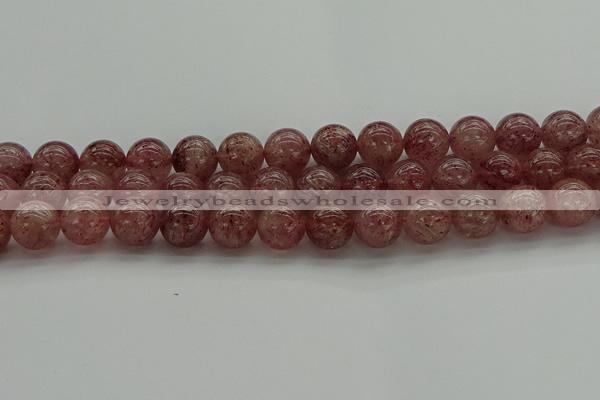 CBQ304 15.5 inches 12mm round natural strawberry quartz beads