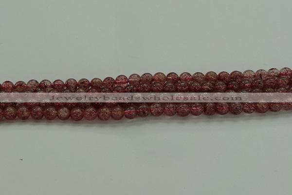 CBQ311 15.5 inches 6mm round natural strawberry quartz beads