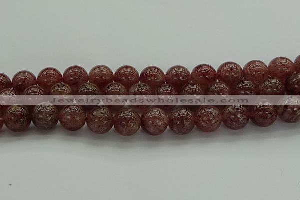 CBQ315 15.5 inches 14mm round natural strawberry quartz beads