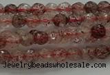 CBQ320 15.5 inches 4mm faceted round strawberry quartz beads