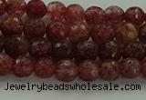 CBQ330 15.5 inches 4mm faceted round strawberry quartz beads