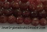 CBQ331 15.5 inches 6mm faceted round strawberry quartz beads