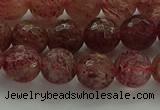 CBQ332 15.5 inches 8mm faceted round strawberry quartz beads