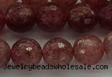 CBQ333 15.5 inches 10mm faceted round strawberry quartz beads