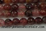 CBQ411 15.5 inches 6mm faceted round strawberry quartz beads