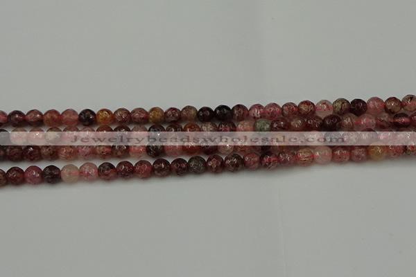 CBQ411 15.5 inches 6mm faceted round strawberry quartz beads