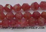 CBQ431 15.5 inches 6mm faceted nuggets strawberry quartz beads