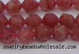 CBQ432 15.5 inches 8mm faceted nuggets strawberry quartz beads