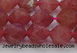 CBQ434 15.5 inches 12mm faceted nuggets strawberry quartz beads