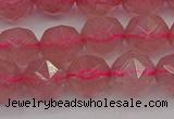 CBQ438 15.5 inches 10mm faceted nuggets strawberry quartz beads