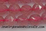 CBQ439 15.5 inches 12mm faceted nuggets strawberry quartz beads