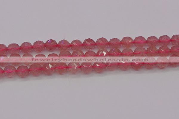 CBQ439 15.5 inches 12mm faceted nuggets strawberry quartz beads