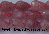 CBQ453 15.5 inches 10*14mm faceted teardrop strawberry quartz beads