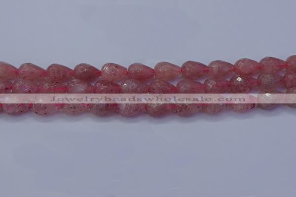 CBQ454 15.5 inches 12*16mm faceted teardrop strawberry quartz beads