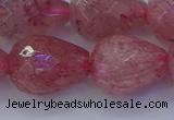 CBQ456 15.5 inches 15*20mm faceted teardrop strawberry quartz beads