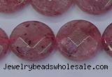 CBQ462 15.5 inches 16mm faceted coin strawberry quartz beads