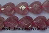 CBQ468 15.5 inches 10mm faceted heart strawberry quartz beads