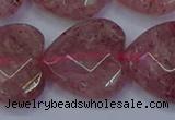 CBQ473 15.5 inches 20mm faceted heart strawberry quartz beads