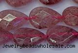 CBQ478 15.5 inches 13*18mm faceted flat teardrop strawberry quartz beads