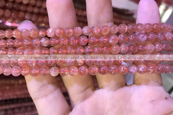 CBQ558 15.5 inches 4mm round golden strawberry quartz beads