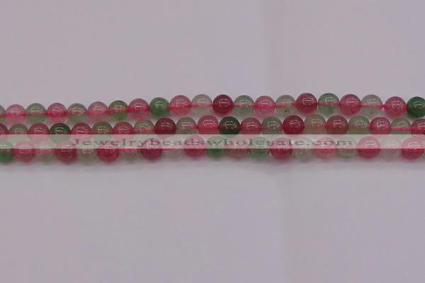 CBQ656 15.5 inches 6mm round mixed strawberry quartz beads