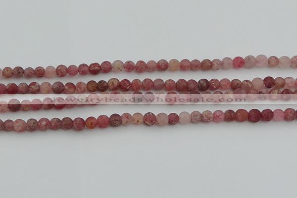 CBQ660 15.5 inches 6mm round matte strawberry quartz beads