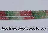 CBQ675 15.5 inches 4*7mm faceted rondelle mixed strawberry quartz beads