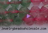 CBQ682 15.5 inches 8mm faceted nuggets mixed strawberry quartz beads