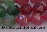 CBQ684 15.5 inches 12mm faceted nuggets mixed strawberry quartz beads