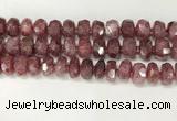 CBQ712 15.5 inches 6*12mm - 8*13mm faceted tyre strawberry quartz beads