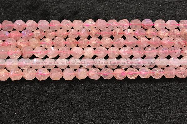 CBQ719 15.5 inches 8mm faceted nuggets strawberry quartz beads