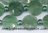 CBQ754 15.5 inches 10mm faceted coin green strawberry quartz beads